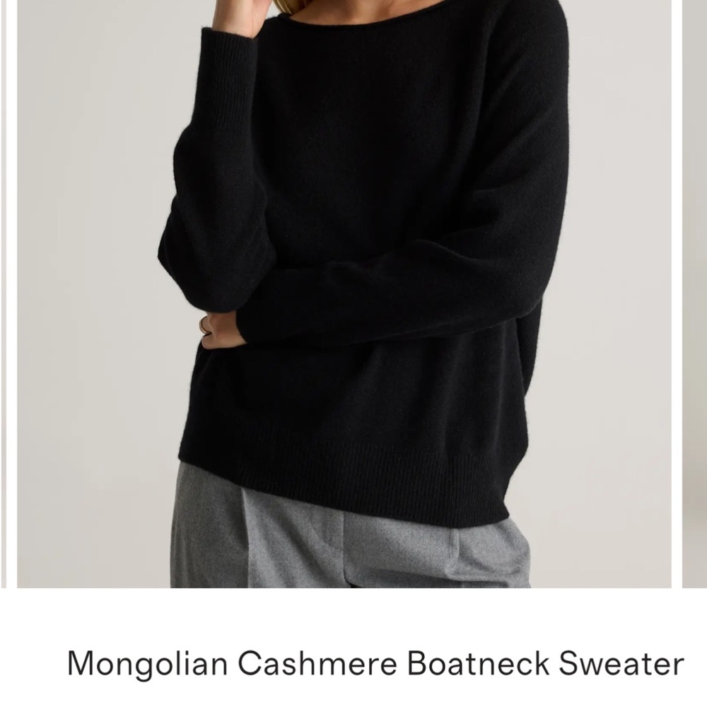 Quince Black Mongolian Cashmere Boatneck Sweater